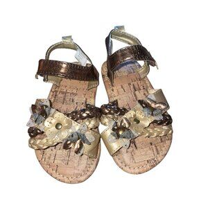Toddler Size 5 Sandals Brown Gold Rising Star NWT